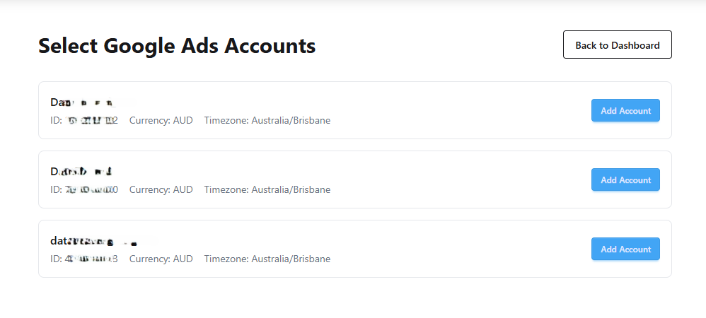 Select Google Ads Account